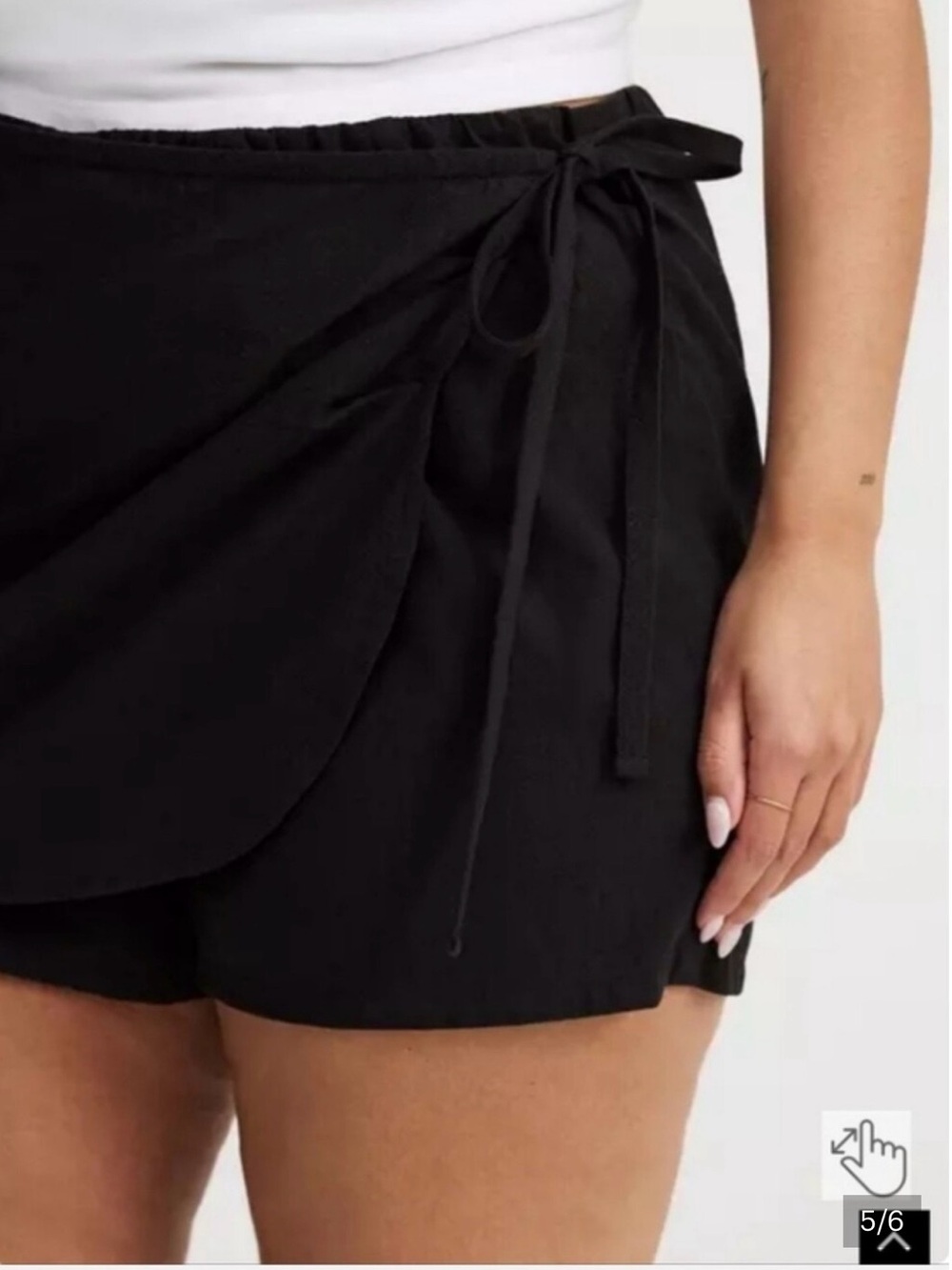 Black Wrap-Front Women’s Linen Skort